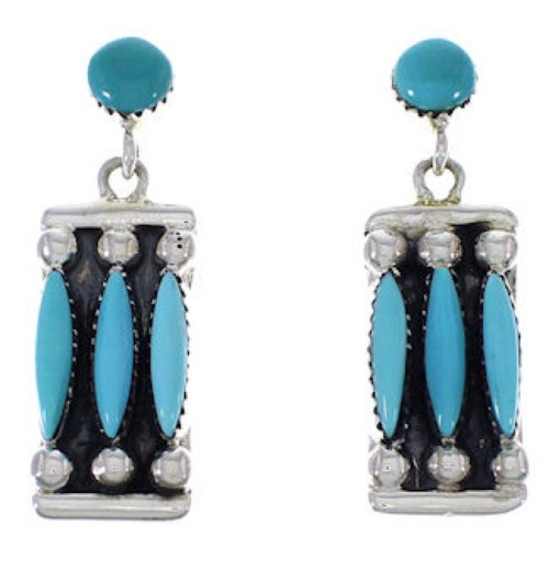 Sterling Silver And Turquoise Jewelry Post Dangle Earrings PX32860