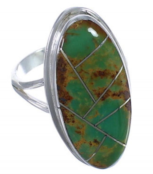 Sterling Silver Turquoise Inlay Southwestern Ring Size 5-1/2 UX34194