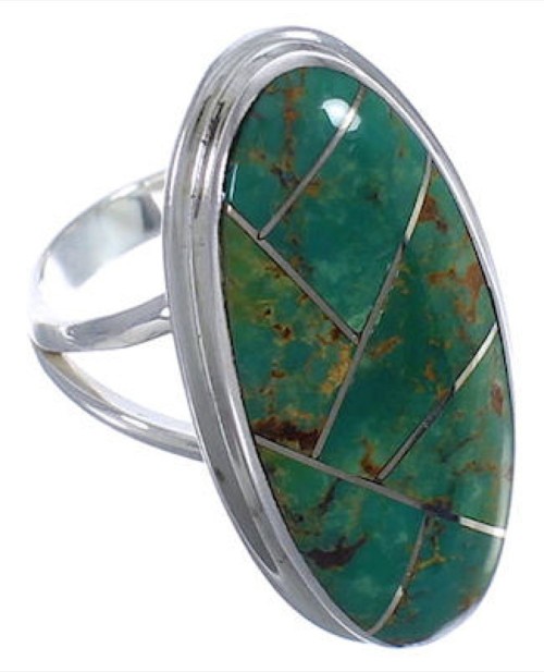 Genuine Sterling Silver Turquoise Inlay Ring Size 4-3/4 UX34197