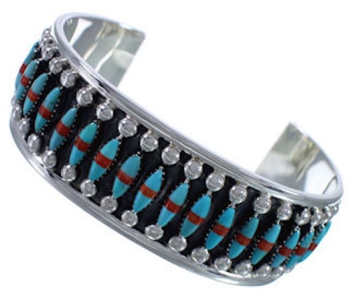 Turquoise Coral Water Wave Southwest Sturdy Cuff Bracelet CX49608