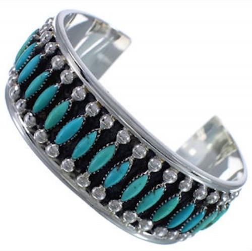 Southwest Turquoise Sterling Silver Sturdy Cuff Bracelet EX28355