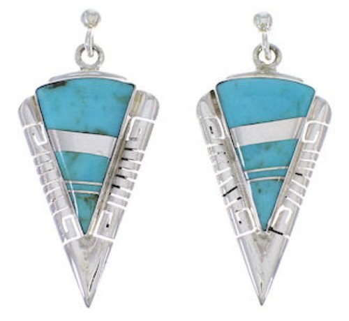 Turquoise And Silver Southwest Earrings EX31420