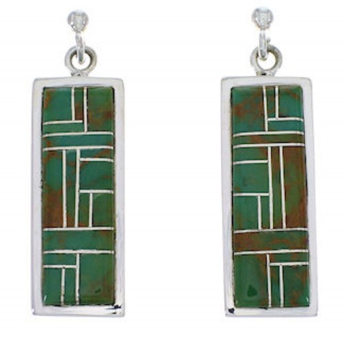 Southwest Turquoise Inlay Silver Earrings EX31475