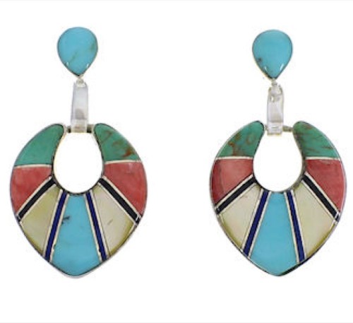 Southwest Multicolor And Sterling Silver Earrings EX31513