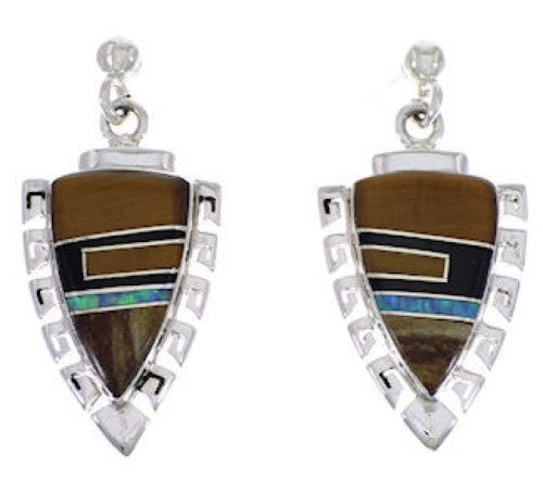 Multicolor Inlay Silver Southwest Earrings EX31534