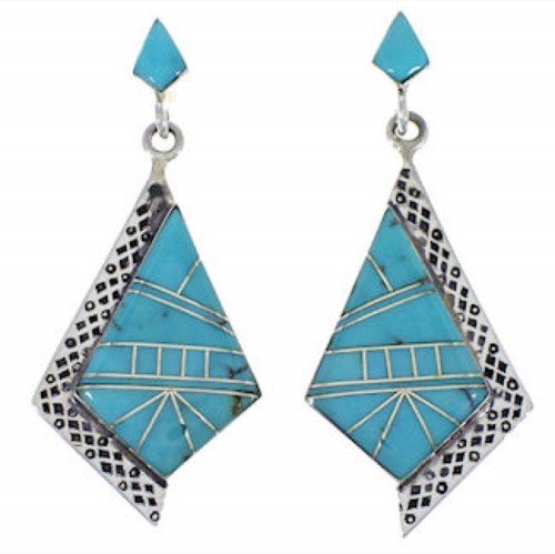 Southwest Turquoise Genuine Sterling Silver Earrings EX31537