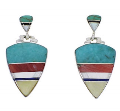 Southwestern Multicolor Inlay Silver Earrings EX31555