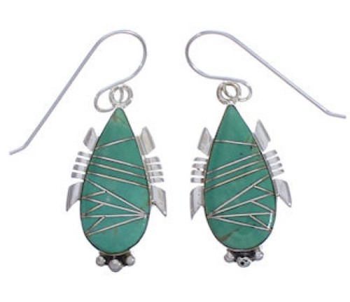 Silver Turquoise Southwest Hook Dangle Earrings FX31380