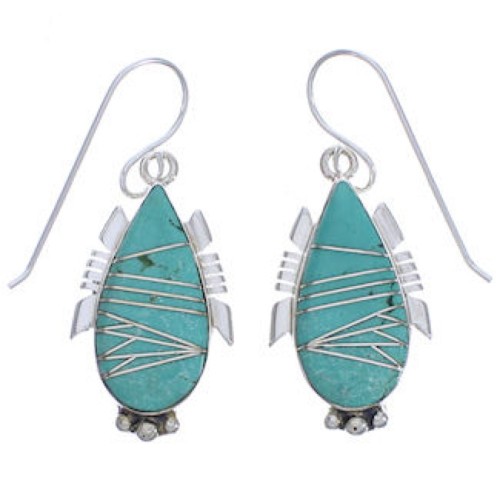 Sterling Silver Turquoise Hook Dangle Earrings FX31383