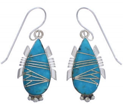 Sterling Silver Turquoise Inlay Southwest Earrings FX31385