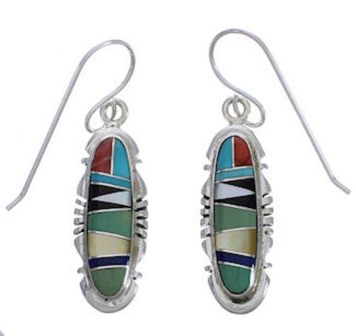 Multicolor Sterling Silver Hook Dangle Earrings FX31405