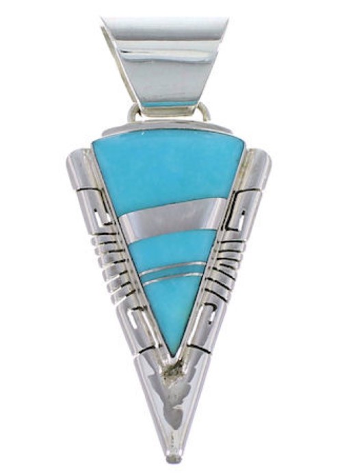 Genuine Sterling Silver And Turquoise Inlay Pendant EX28875