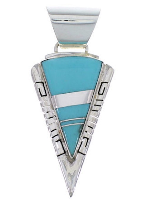 Turquoise Inlay Southwestern Pendant EX28877