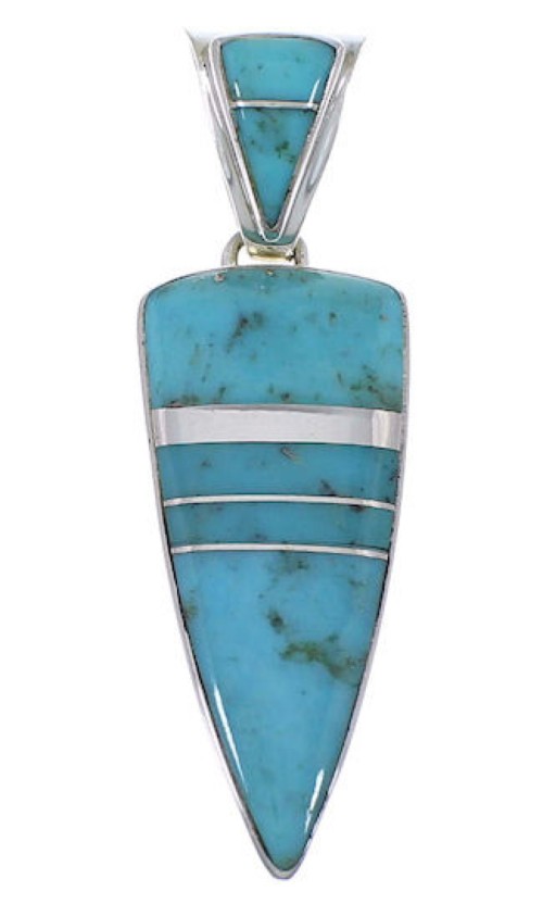 Turquoise Inlay Sterling Silver Pendant Jewelry EX28900