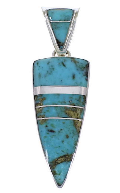Sterling Silver Turquoise Inlay Pendant Jewelry EX28902