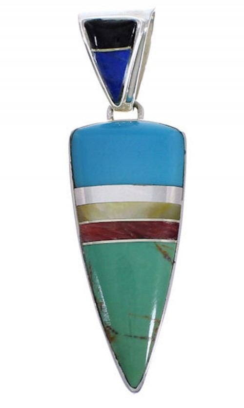 Genuine Sterling Silver Multicolor Inlay Pendant EX28914