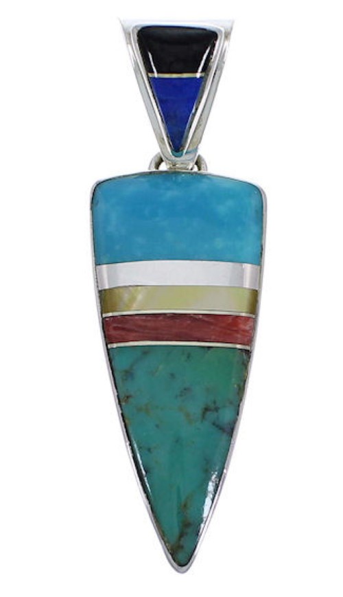 Multicolor Inlay Sterling Silver Jewelry Pendant EX28918