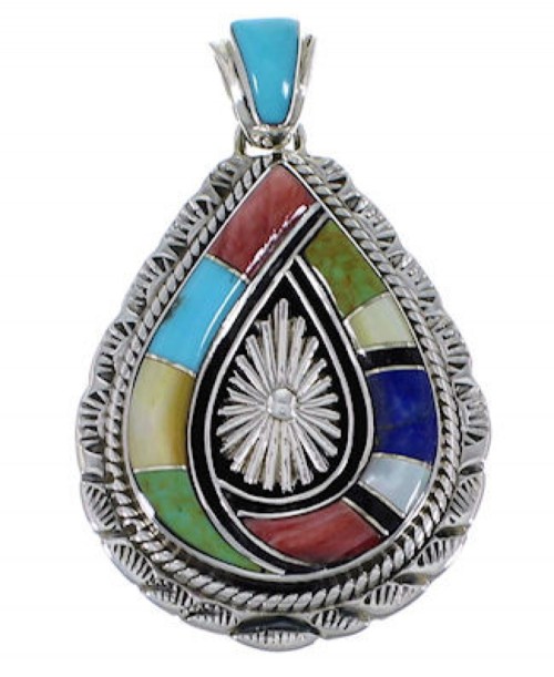 Sterling Silver And Multicolor Southwest Pendant EX28941