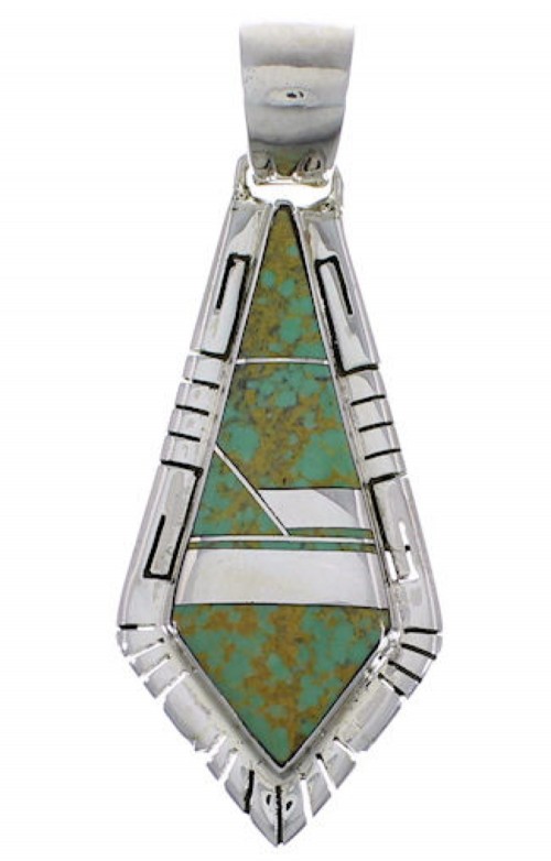 Sterling Silver Turquoise Inlay Southwest Pendant EX28946