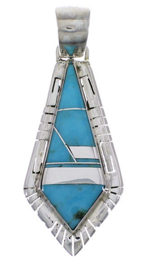 Southwest Turquoise And Sterling Silver Pendant EX28952