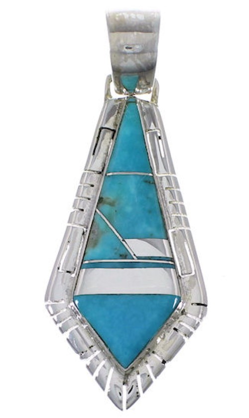 Genuine Sterling Silver Turquoise Inlay Pendant EX28953