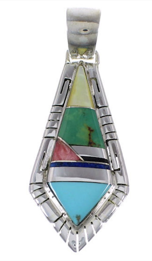 Southwest Multicolor And Sterling Silver Pendant EX28955