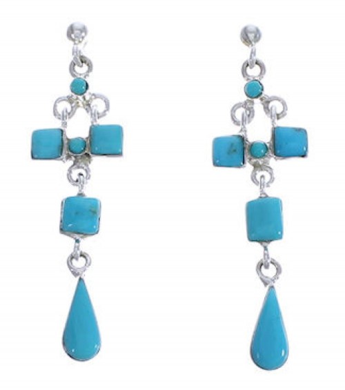 Southwest Turquoise And Sterling Silver Earrings EX31575