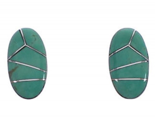 Turquoise Inlay Genuine Sterling Silver Post Earrings EX31602