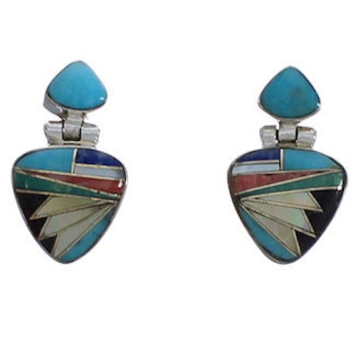Sterling Silver And Multicolor Southwest Earrings EX31609
