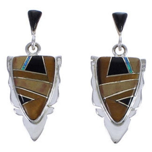 Southwest Multicolor Inlay Silver Earrings EX31616