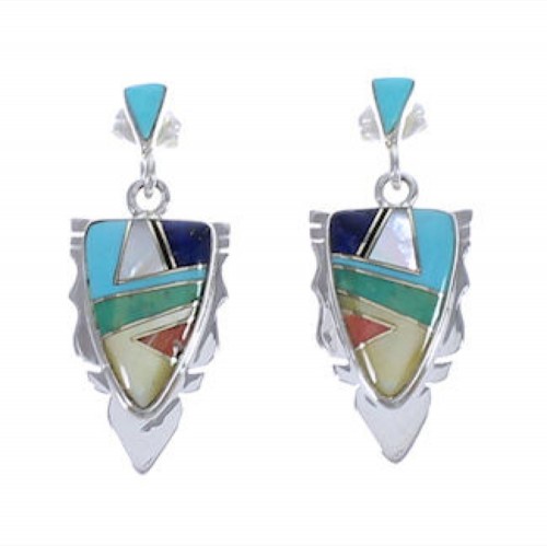 Sterling Silver And Multicolor Southwest Earrings EX31617