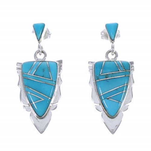 Turquoise Inlay Southwest Silver Earrings EX31620