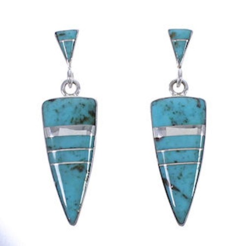 Sterling Silver And Turquoise Inlay Earrings EX31627