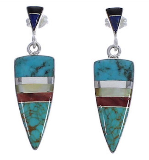 Multicolor Southwestern Post Dangle Earrings EX31634