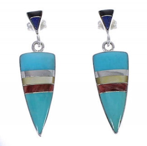 Sterling Silver And Multicolor Inlay Earrings EX31638