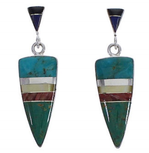 Genuine Sterling Silver And Multicolor Inlay Earrings EX31639