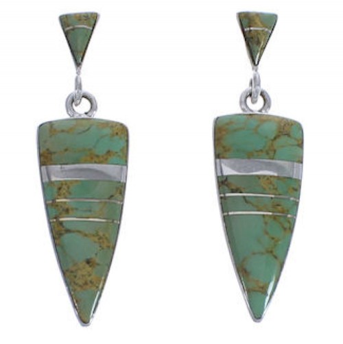 Southwestern Turquoise Inlay Post Dangle Earrings EX31646