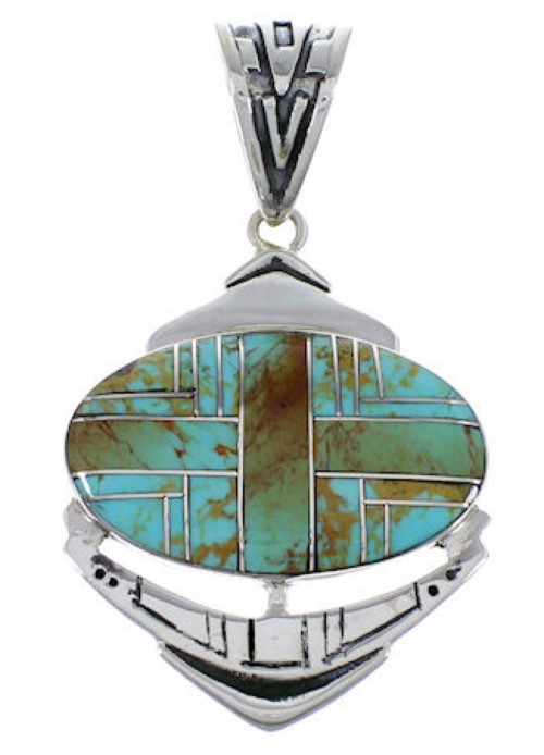 Turquoise Inlay And Silver Pendant PX29006