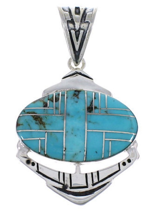 Turquoise Inlay Jewelry Silver Pendant PX29037