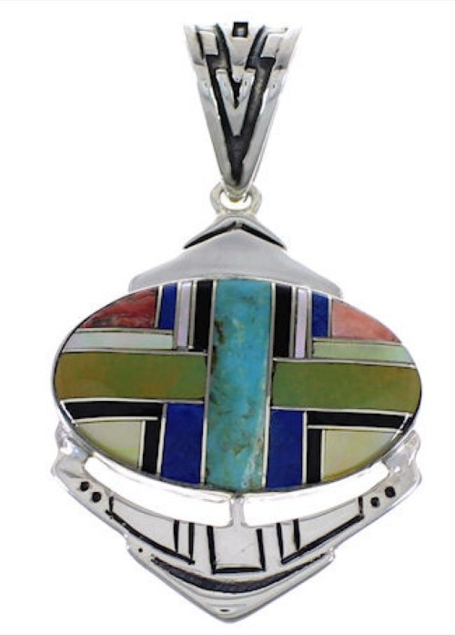 Multicolor Southwestern Silver Pendant PX29053