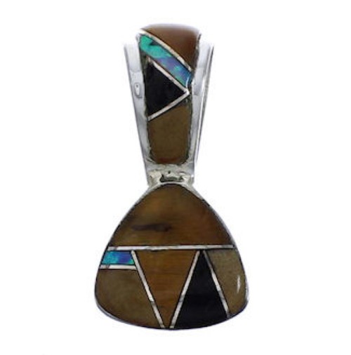 Tiger Eye And Multicolor Inlay Silver Pendant EX30471