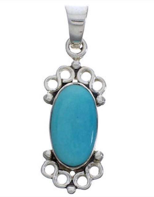 Southwest Turquoise And Sterling Silver Pendant EX30472
