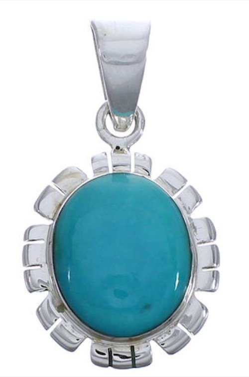 Southwest Turquoise And Silver Jewelry Pendant EX30484