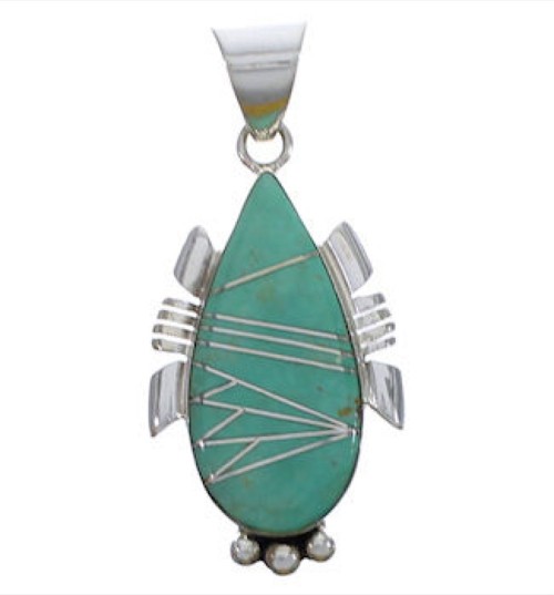 Turquoise Inlay And Sterling Silver Pendant EX30507