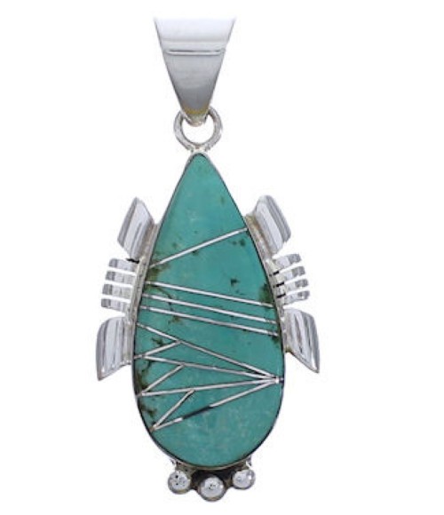 Southwest Sterling Silver And Turquoise Slide Pendant EX30510