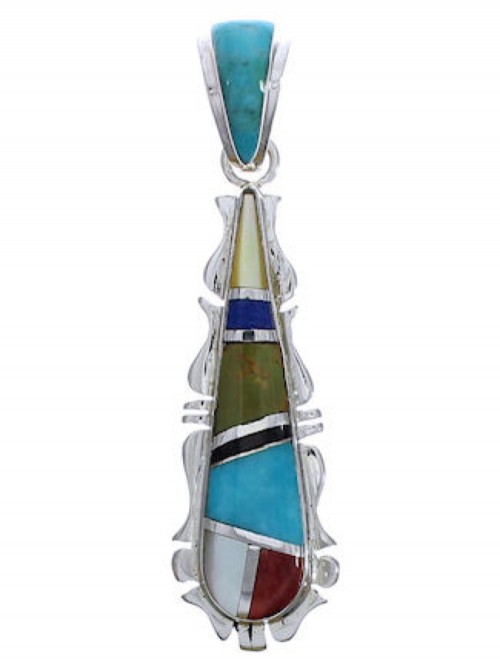 Sterling Silver And Multicolor Southwestern Pendant EX30521
