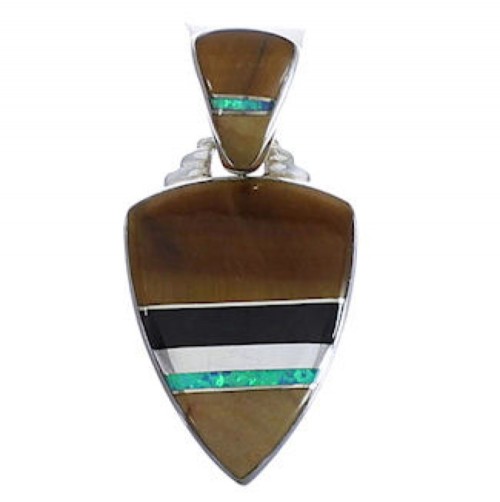 Multicolor Inlay And Sterling Silver Southwest Pendant EX30549