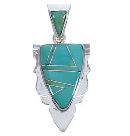 Southwestern Turquoise And Genuine Sterling Silver Pendant EX30555