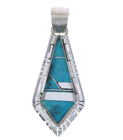 Turquoise Inlay And Genuine Sterling Silver Pendant EX30564