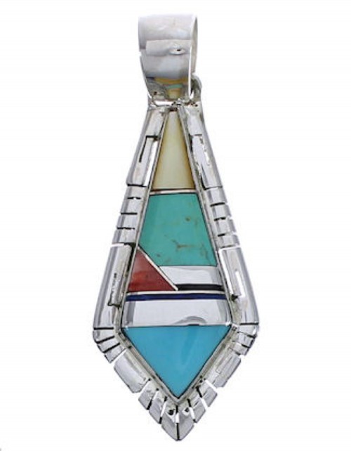 Southwest Multicolor And Genuine Sterling Silver Pendant EX30565